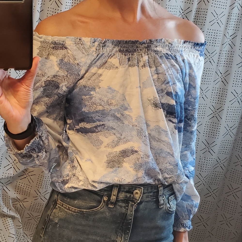 Off the Shoulder Abstract Top